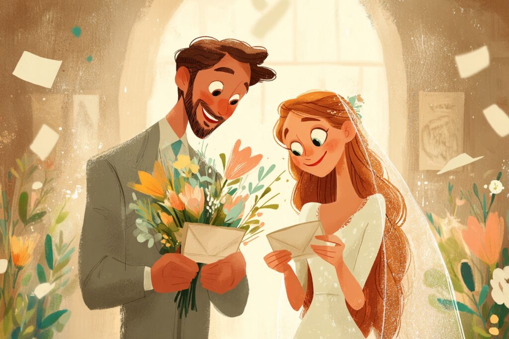 Blumen und Karten zur Hochzeit