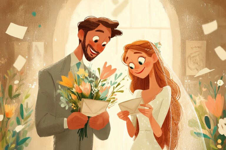 Blumen und Karten zur Hochzeit