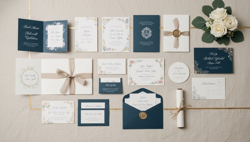Verschiedene Formate von Hochzeitseinladungen